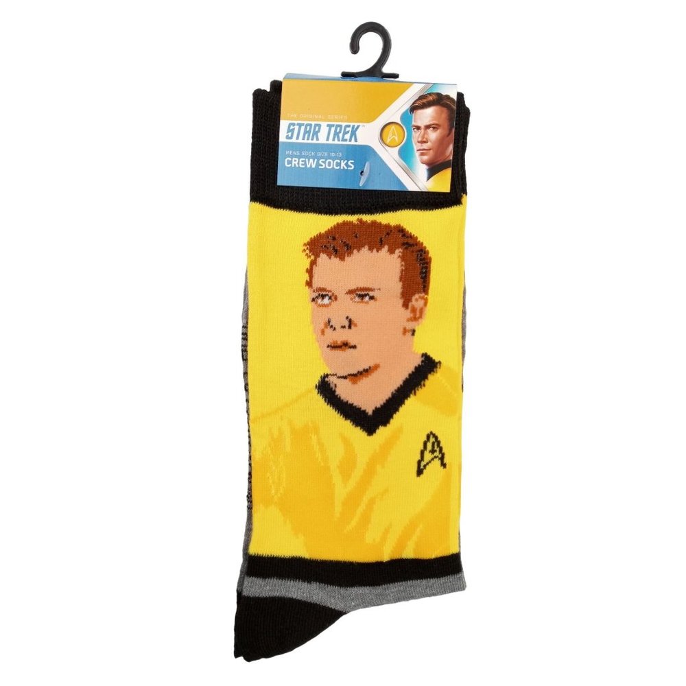 Captain Kirk Star Trek Socks Crew Cut Novelty Official Space Men Yellow Size 13